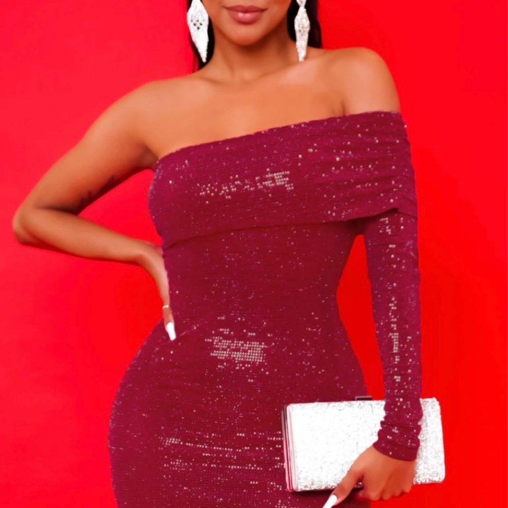 Red Sequin Bodycon Dress